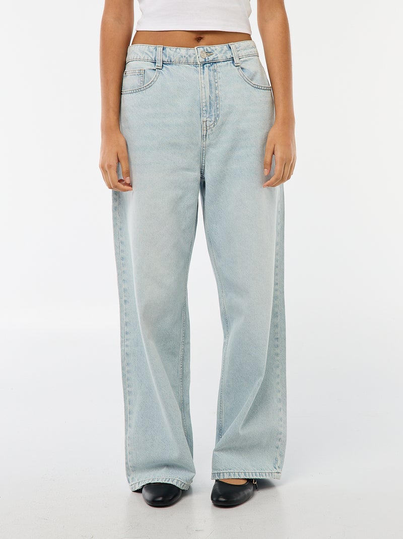 Pantalon baggy taille basse à 5 poches Bleu - Kiabi