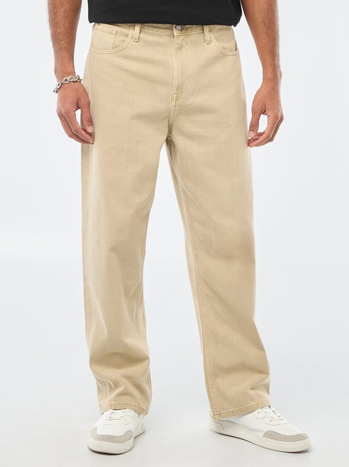 Pantalon baggy uni en twill - Kiabi