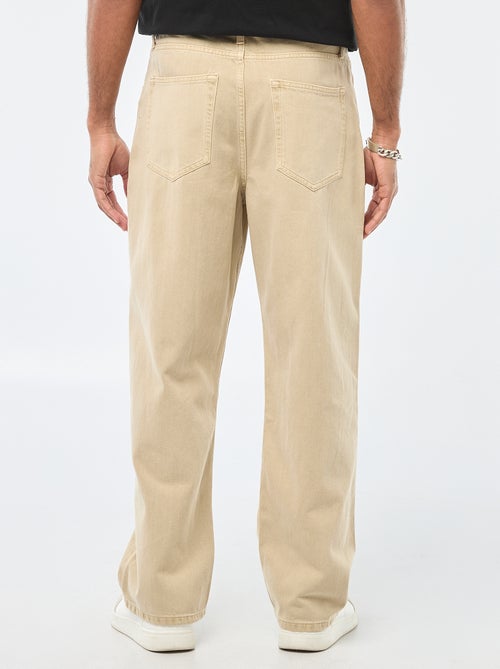 Pantalon baggy uni en twill - Kiabi