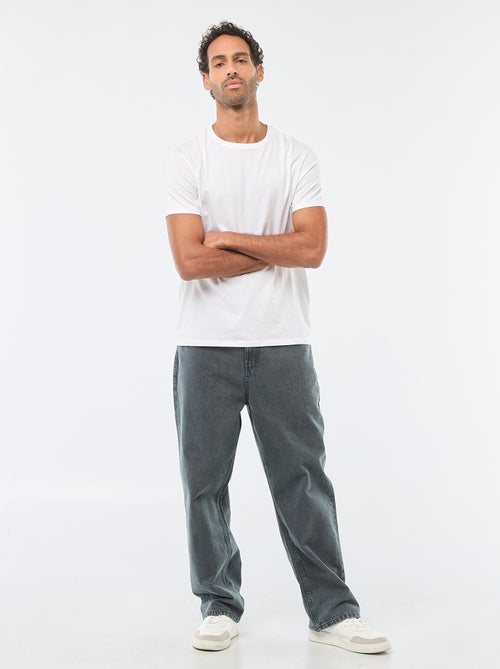 Pantalon baggy uni en twill - Kiabi