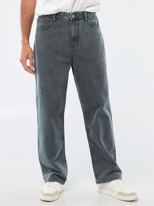 Pantalon baggy uni en twill - Kiabi