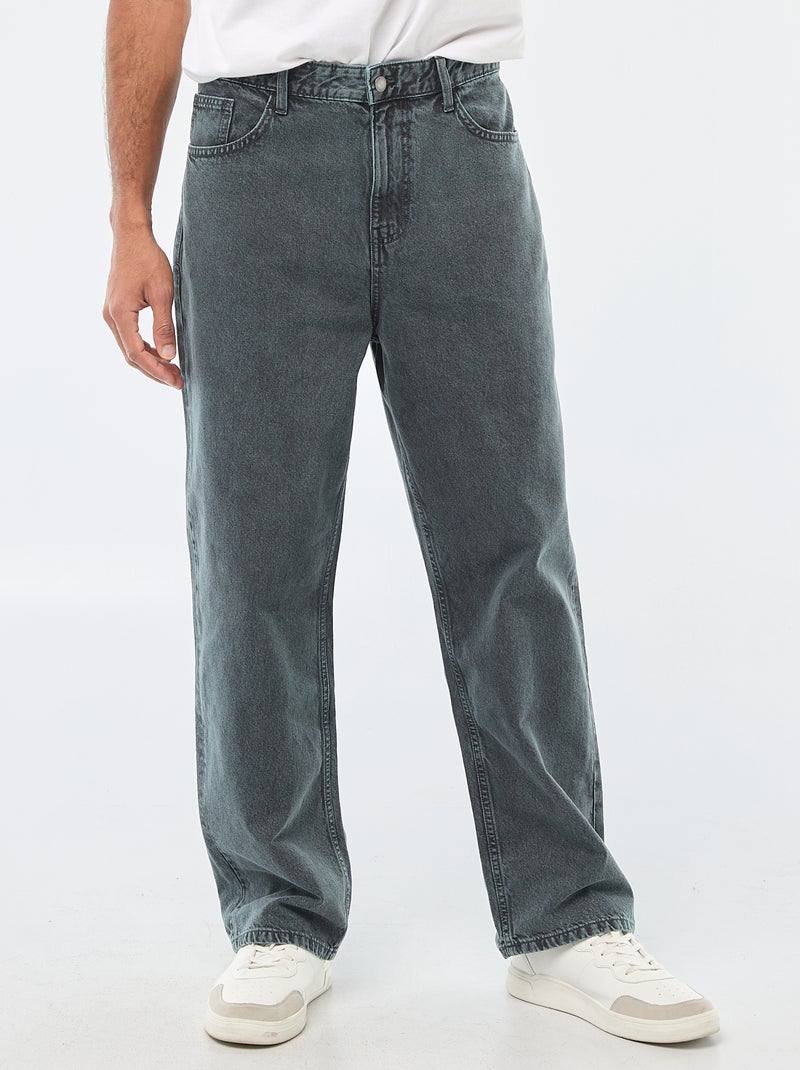 Pantalon baggy uni en twill Bleu - Kiabi