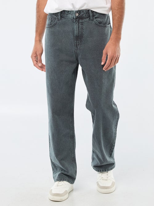 Pantalon baggy uni en twill - Kiabi