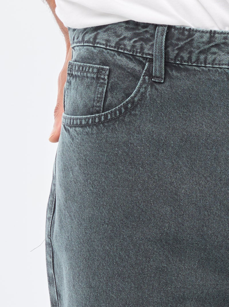 Pantalon baggy uni en twill Bleu - Kiabi