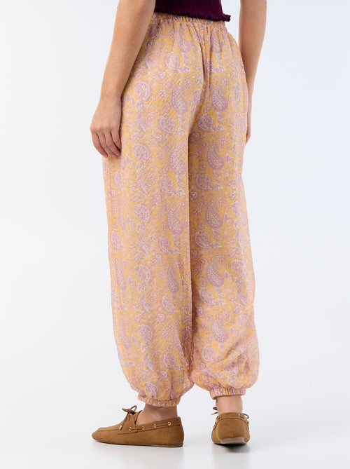 Pantalon ballon femme imprimé fantaisie - Kiabi