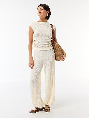 Pantalon balloon en maille crinkle