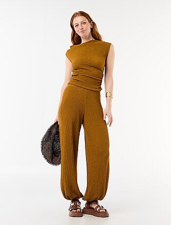 Pantalon balloon en maille crinkle