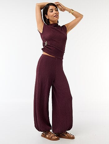 Pantalon balloon en maille crinkle