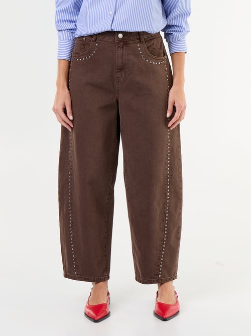 Pantalon barrel avec détails cloutés - Kiabi