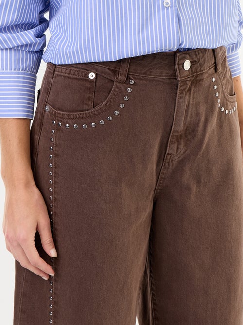 Pantalon barrel avec détails cloutés - Kiabi