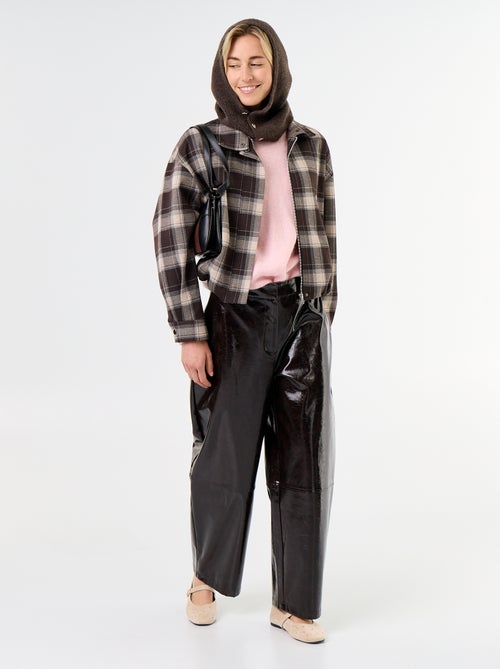 Pantalon barrel en faux cuir - Kiabi