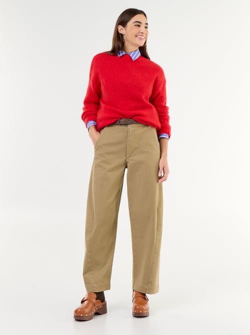 Pantalon barrel large + ceinture en simili - Kiabi