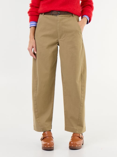 Pantalon barrel large + ceinture en simili - Kiabi