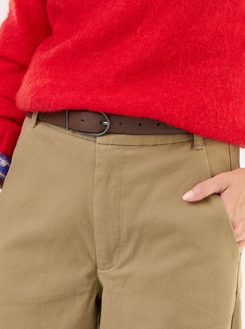 Pantalon barrel large + ceinture en simili - Kiabi