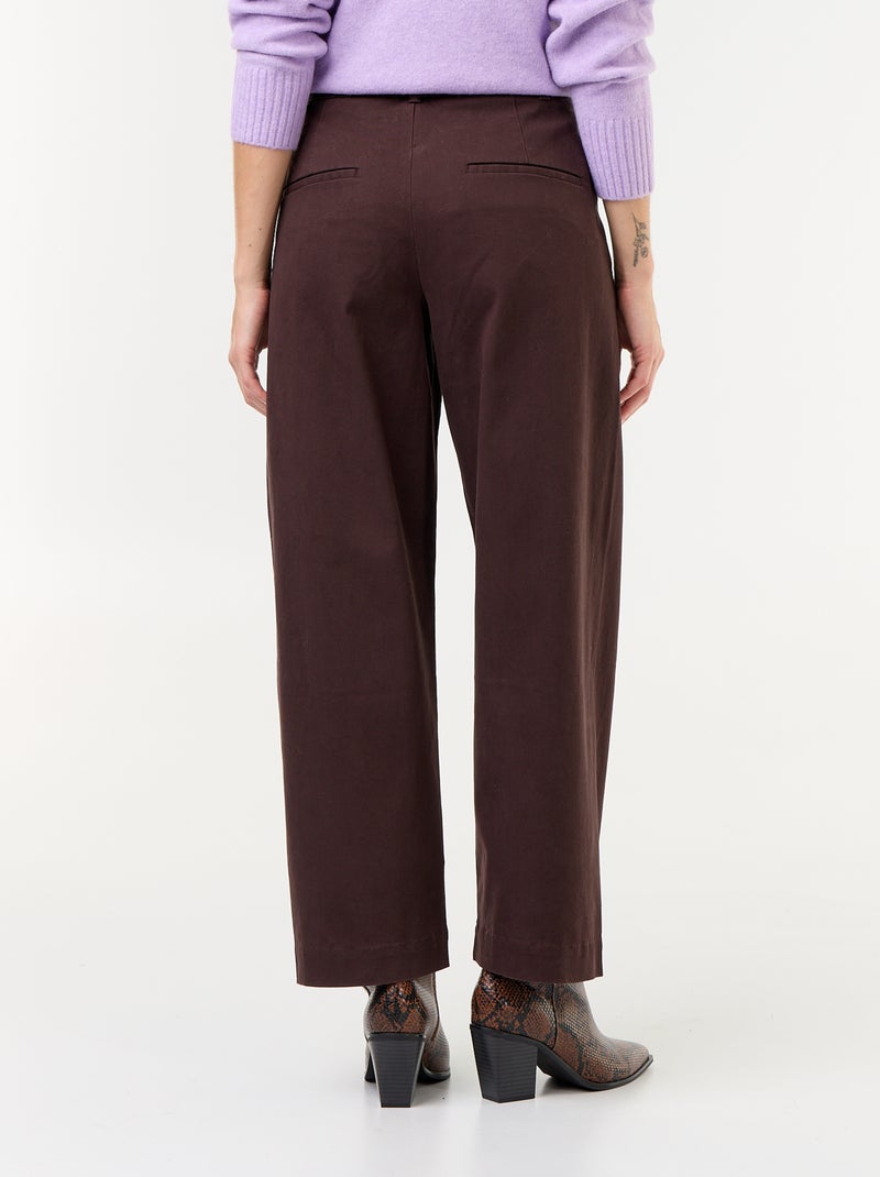 Pantalon barrel large + ceinture en simili Marron - Kiabi