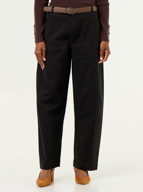 Pantalon barrel large + ceinture en simili - Kiabi