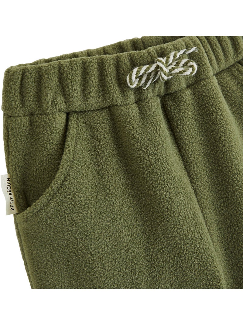 Pantalon bébé en polaire pistache Kaki - Kiabi