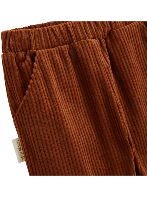 Pantalon bébé en velours côtelé moka - Kiabi