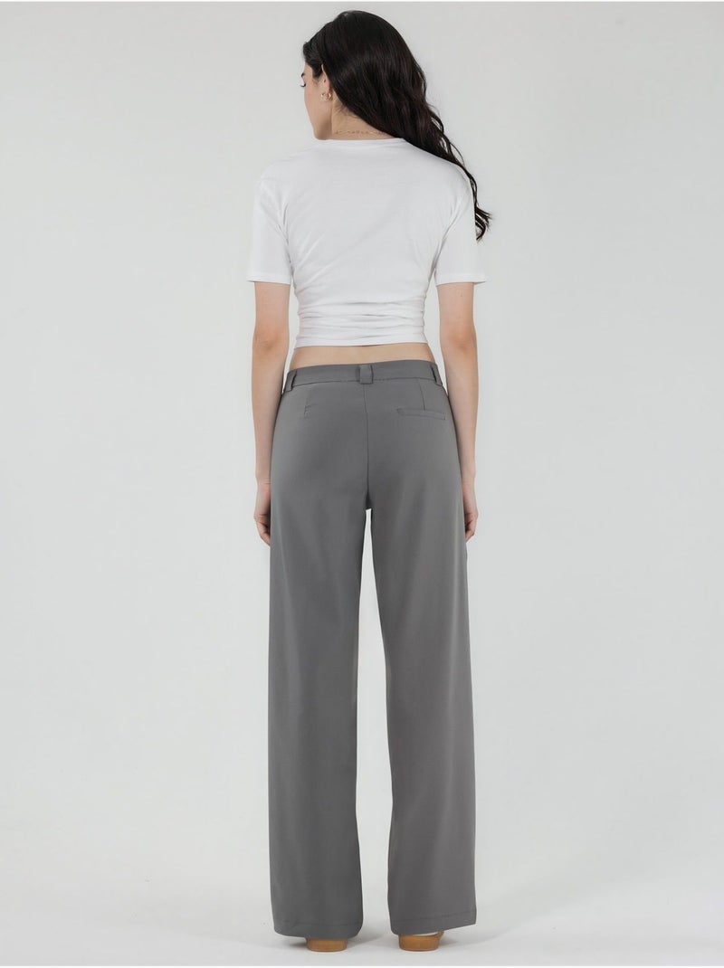 Pantalon bengaline à jambe droite taille haute hiccup Gris - Kiabi