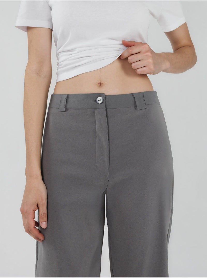 Pantalon bengaline à jambe droite taille haute hiccup Gris - Kiabi