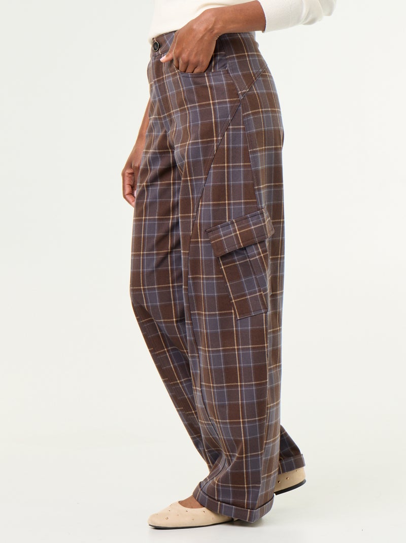 Pantalon boule à carreaux Marron - Kiabi