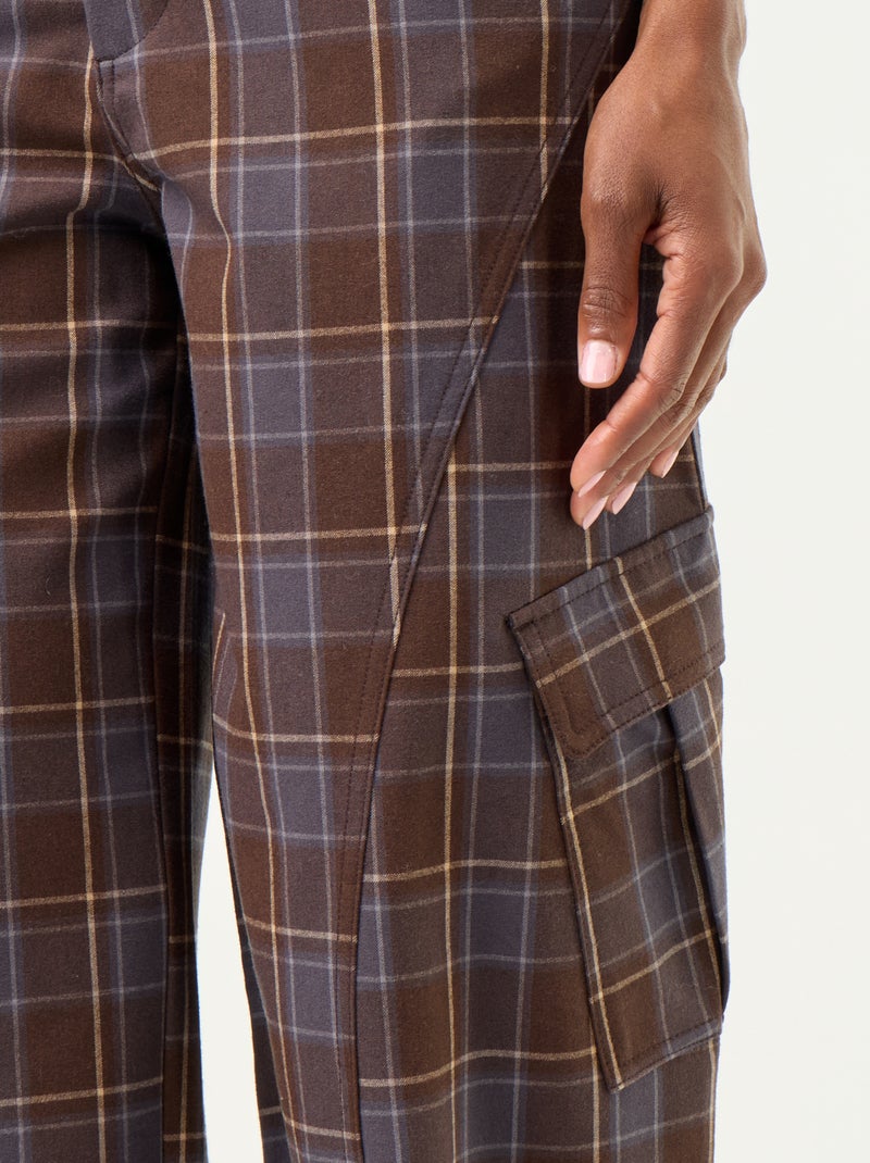 Pantalon boule à carreaux Marron - Kiabi