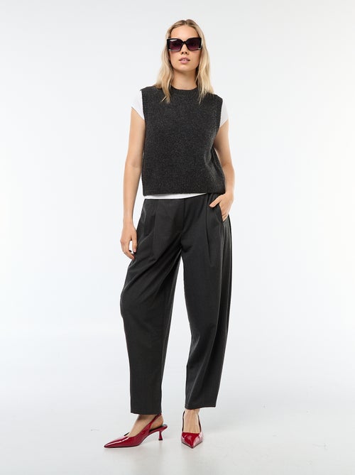 Pantalon boule taille haute uni - Kiabi