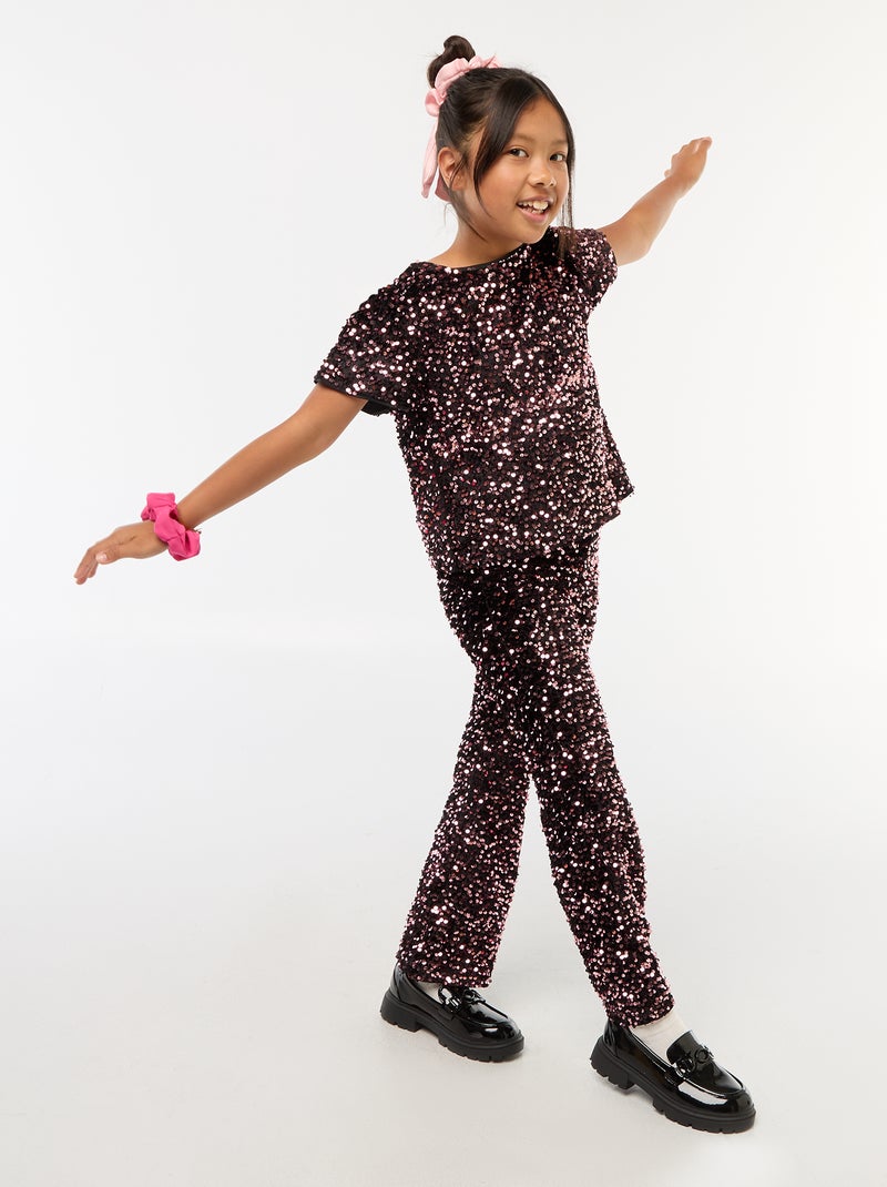 Pantalon brillant flare fit Rose - Kiabi