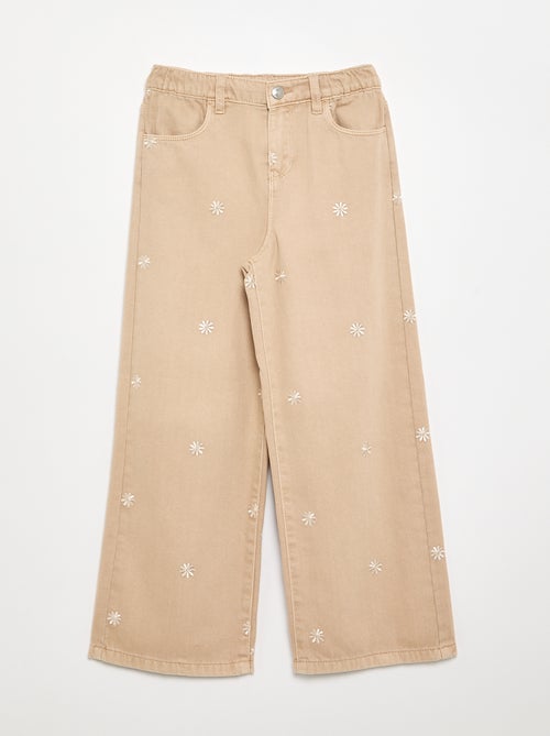 Pantalon brodé en denim - Kiabi Pantalon brodé en denim - Kiabi