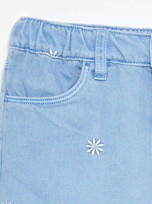 Pantalon brodé en denim - Kiabi