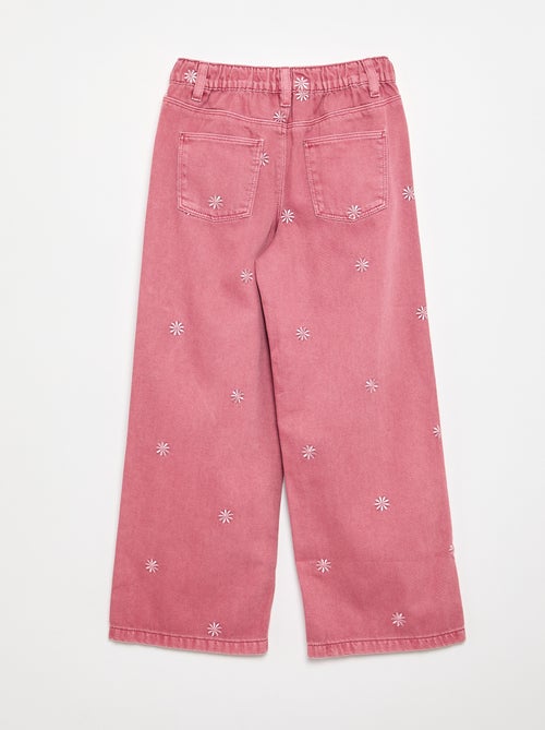 Pantalon brodé en denim - Kiabi