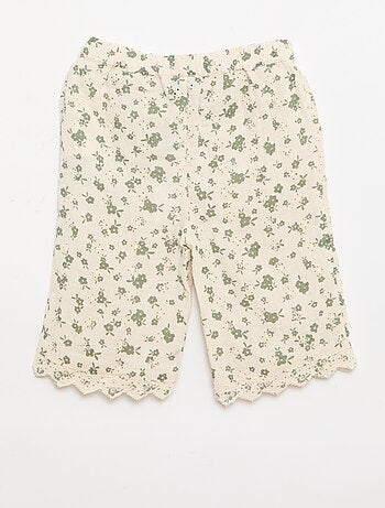 Pantalon brodé en gaze de coton