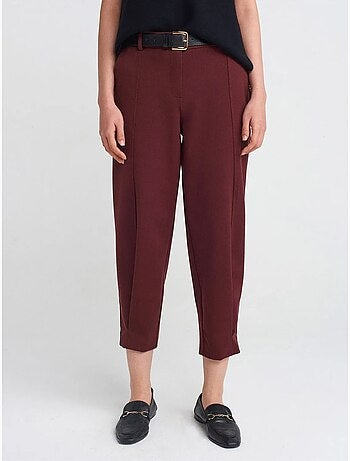 Pantalon capri femme à jambe droite et ceinture dilvin