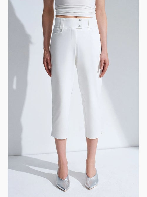 Pantalon capri femme à taille haute et jambe large dilvin - Kiabi Pantalon capri femme à taille haute et jambe large dilvin - Kiabi