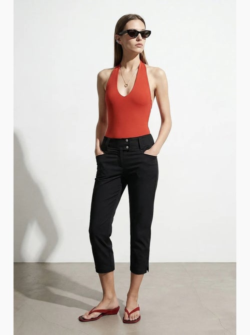 Pantalon capri femme à taille haute et jambe large dilvin - Kiabi Pantalon capri femme à taille haute et jambe large dilvin - Kiabi