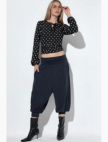 Pantalon capri salwar femme à taille élastique busem