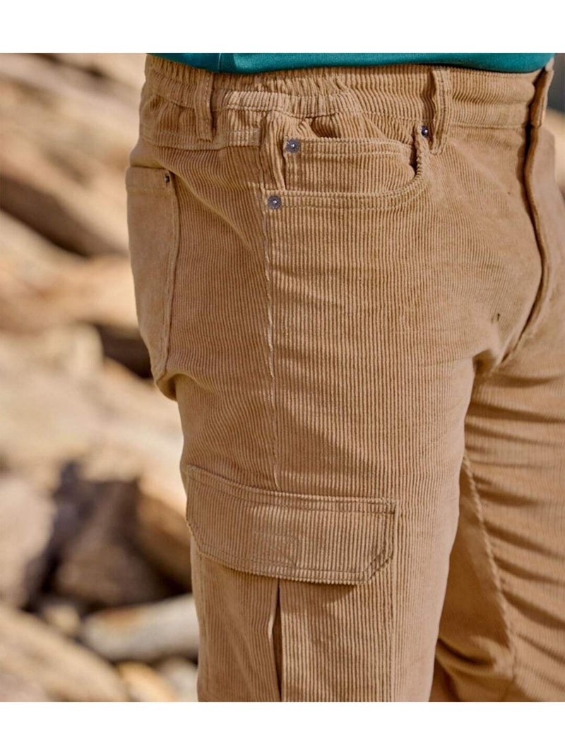Pantalon Cargo en Velours Côtelé   - ATLAS FOR MEN Beige - Kiabi