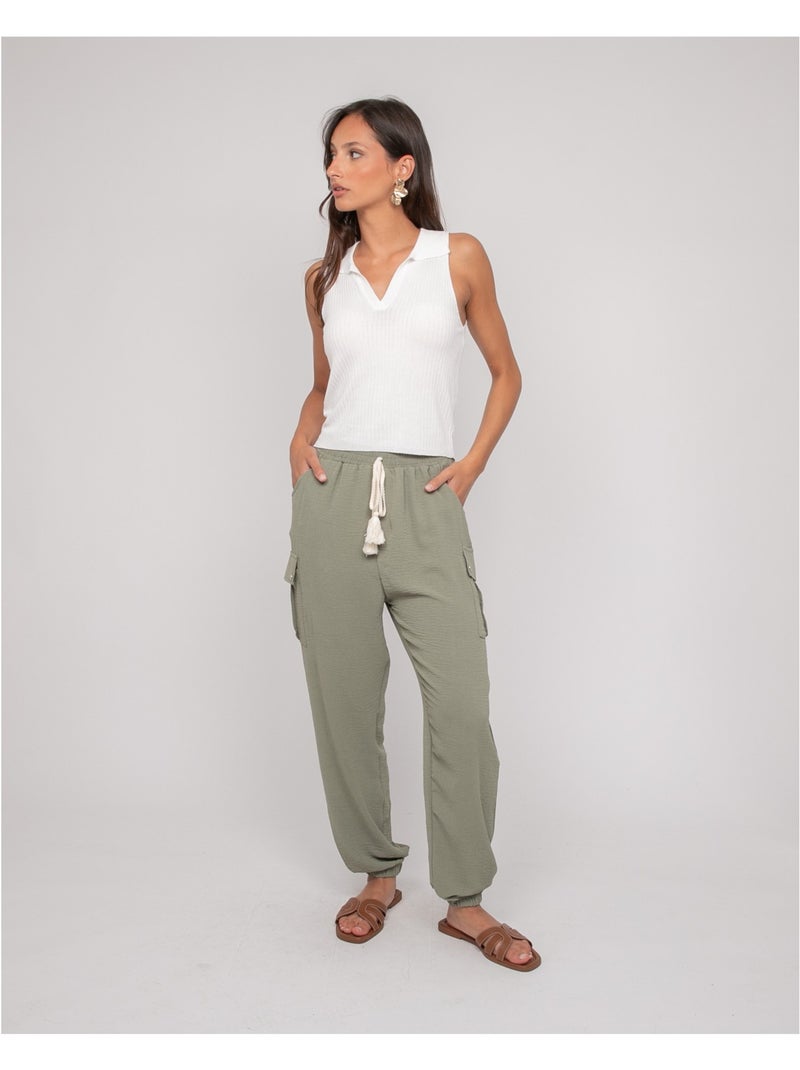 Pantalon cargo ETINOSA Kaki - Kiabi