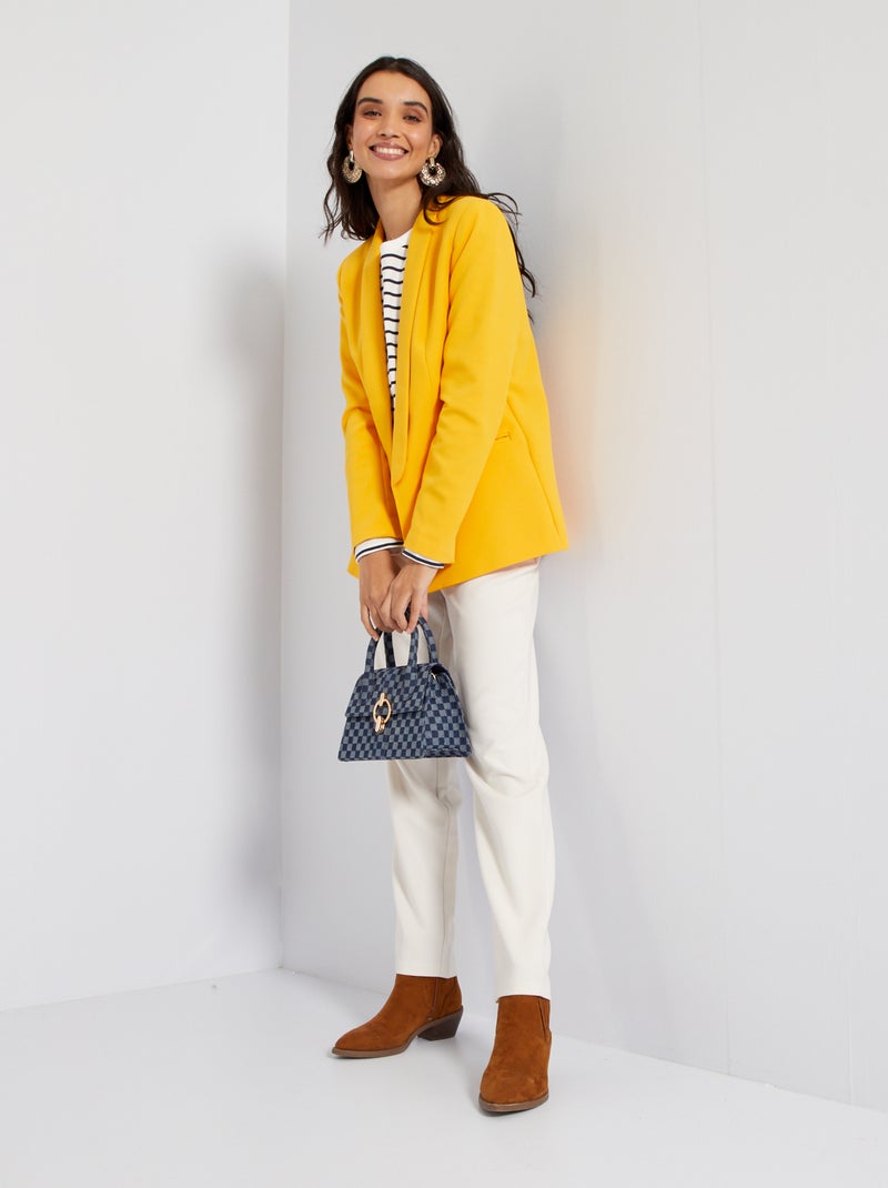 Pantalon carotte avec ceinture blanc calcaire - Kiabi
