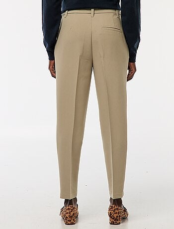 Pantalon carotte femme uni avec ceinture