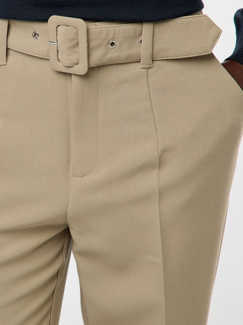Pantalon carotte femme ceinture web - Kiabi