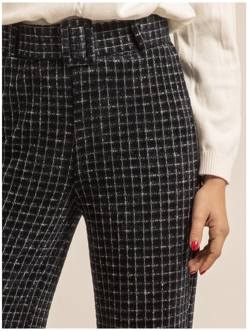 Pantalon carreaux ESSILA Bleu marine - Kiabi