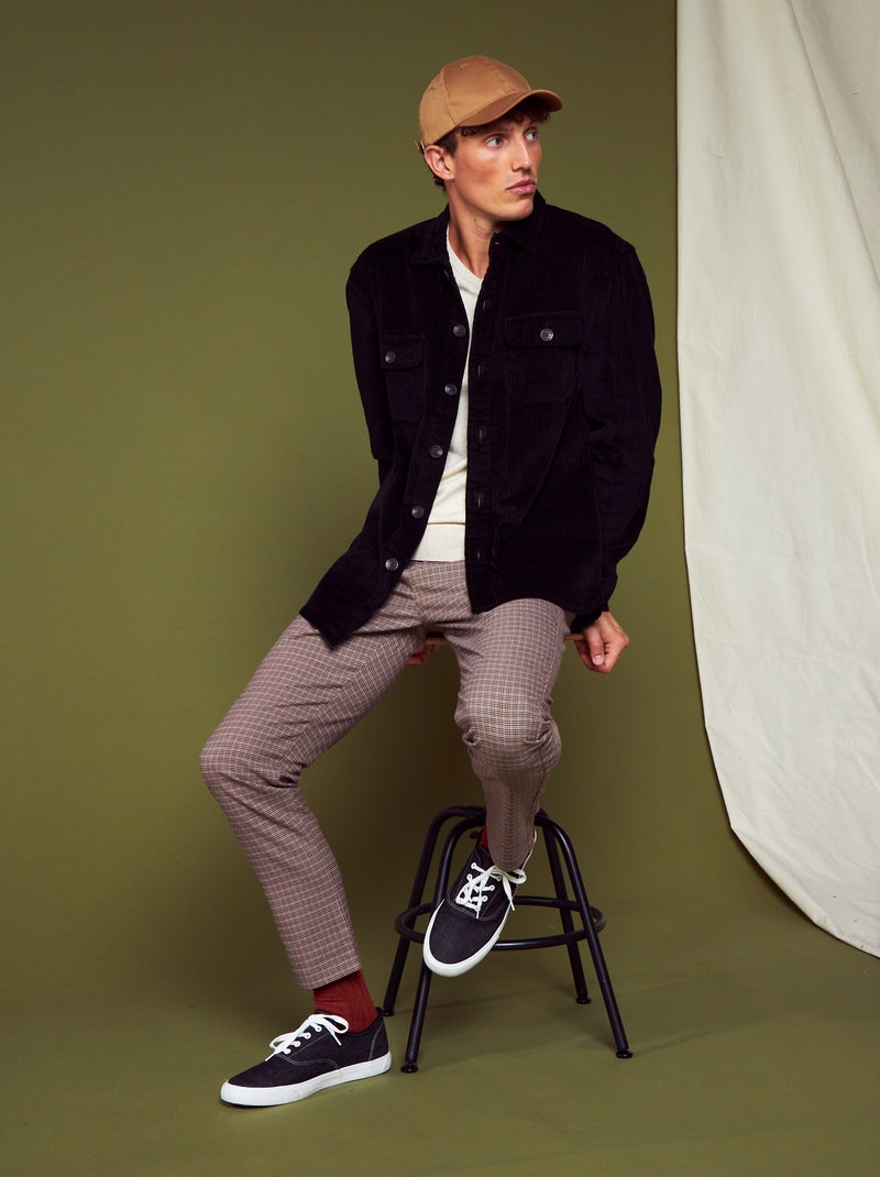 Pantalon chino à carreaux Beige - Kiabi