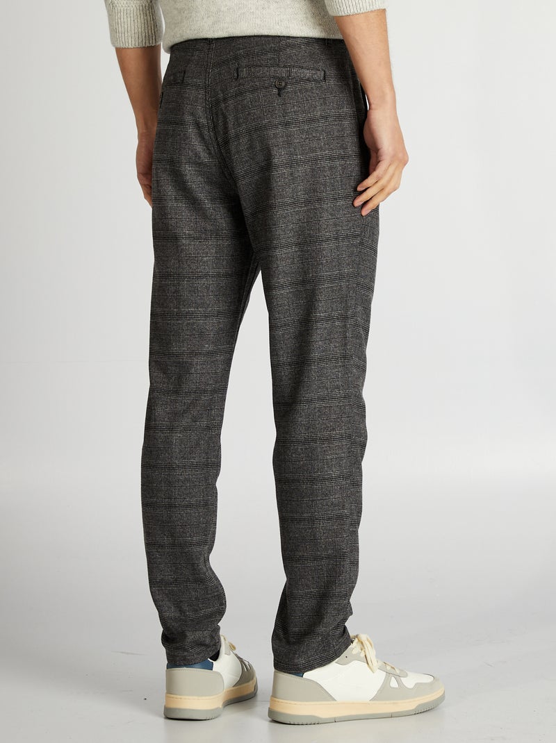Pantalon chino à carreaux Gris Homme Kiabi