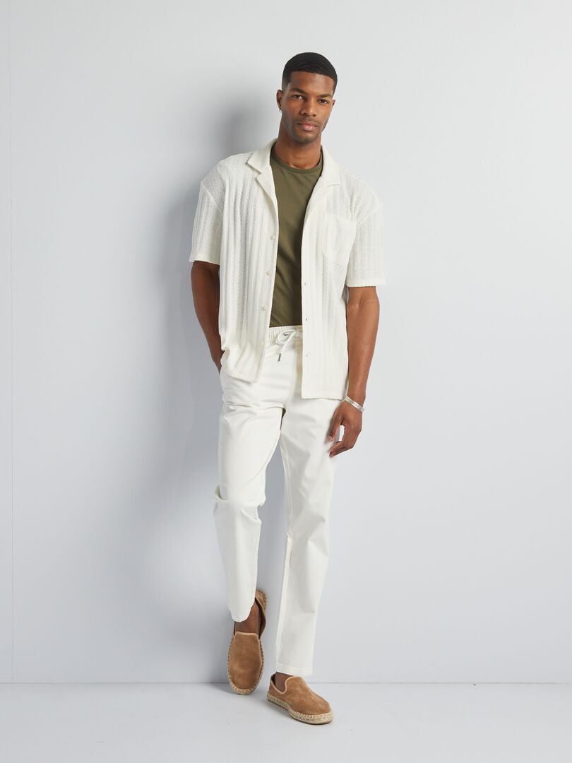 Pantalon chino à ceinture élastiquée blanc - Kiabi