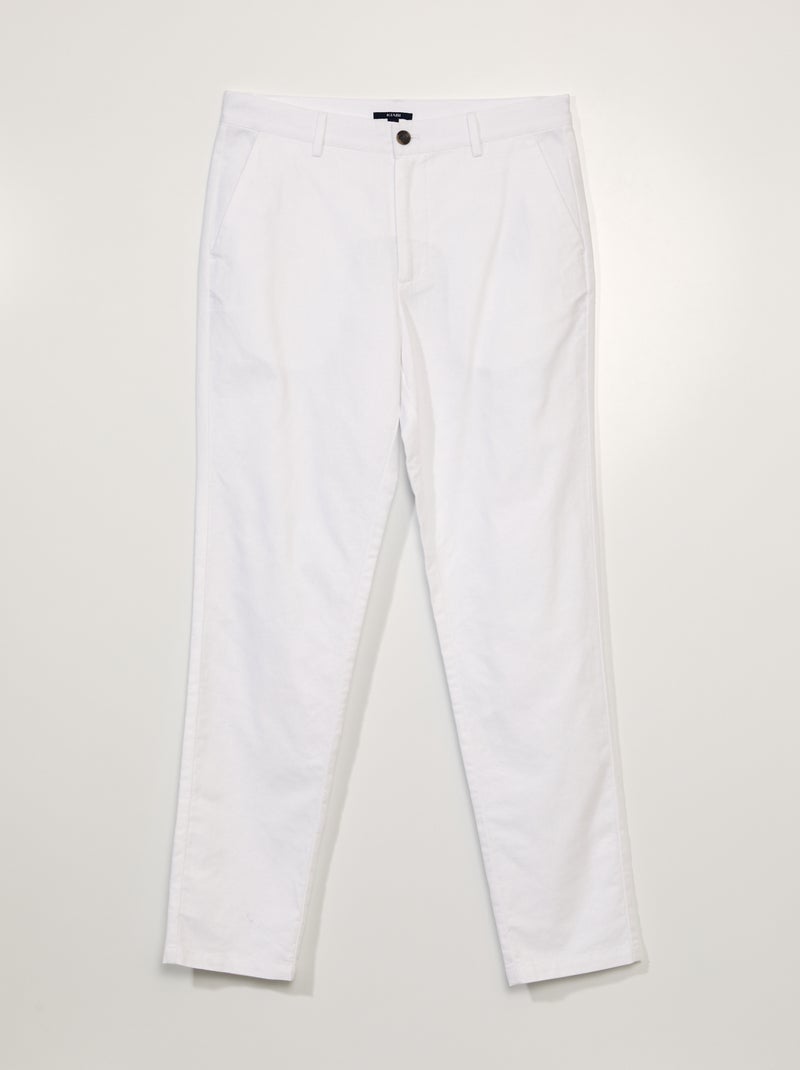 Pantalon chino avec lin blanc - Kiabi