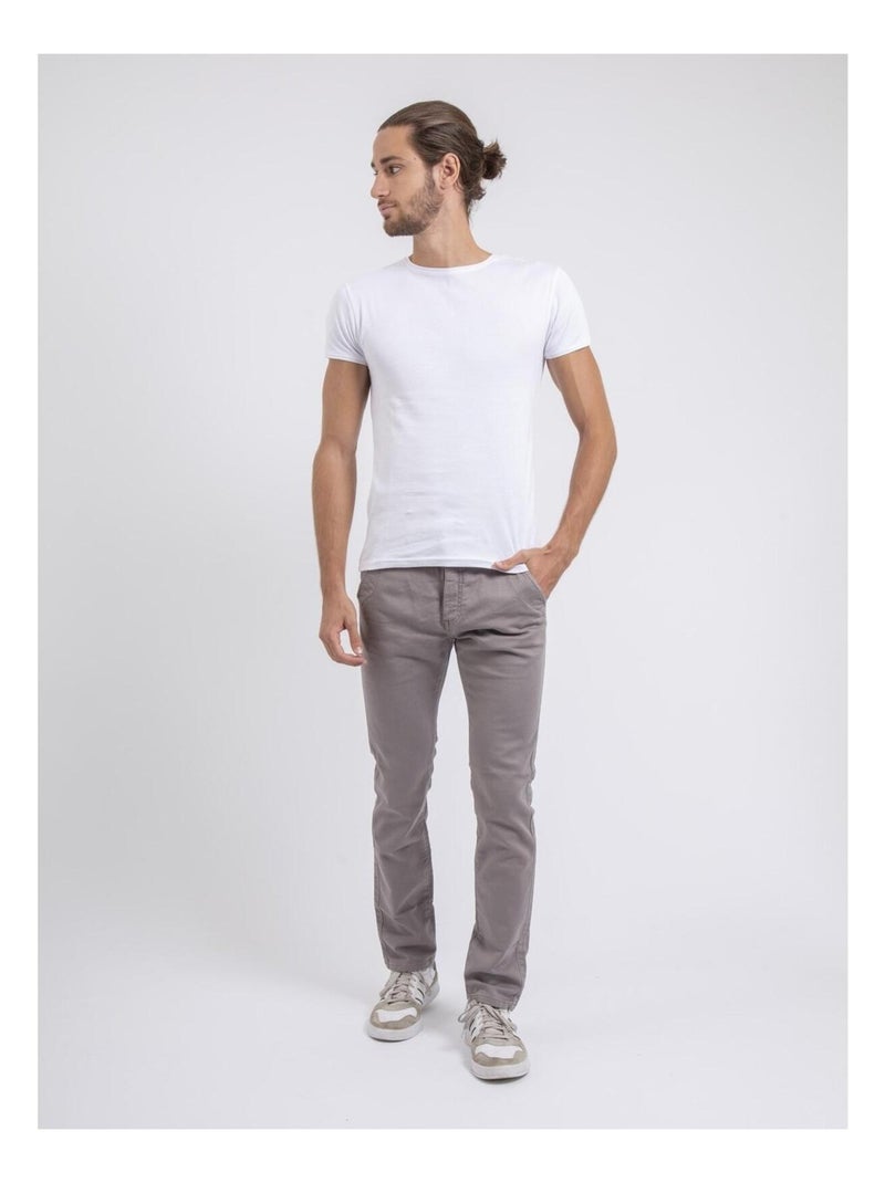 Pantalon chino coupe ajustée VALBACOL Gris clair - Kiabi
