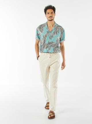 Pantalon chino droit en lin mélangé