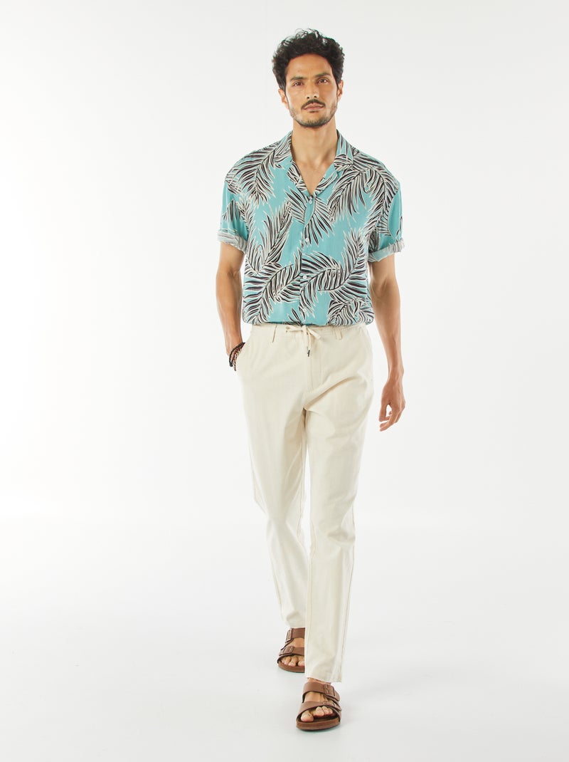 Pantalon chino droit en lin mélangé Blanc cassé - Kiabi
