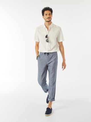 Pantalon chino droit en lin mélangé